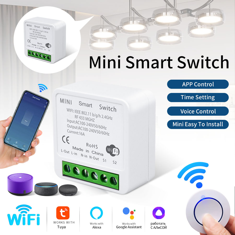 Smart Relay Tuya - Interruttore Intelligente WiFi Tuya RF433Mhz 16A/20A,